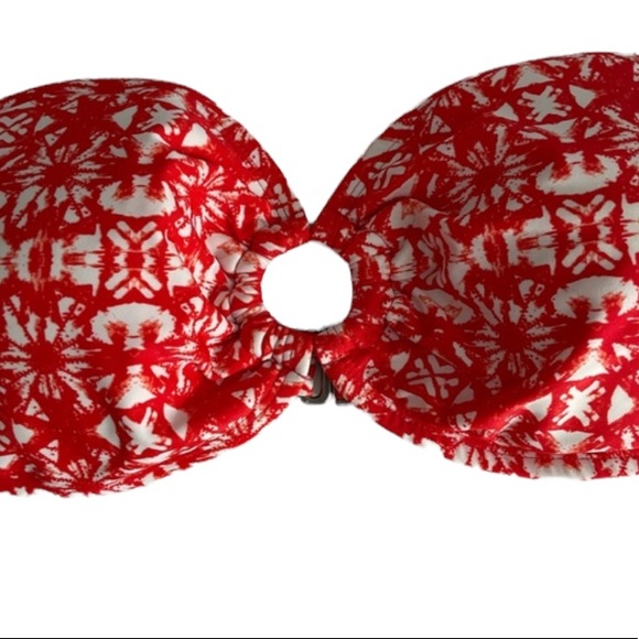 Converse Red & White Patterned Strapless Bikini Top NWT - Picture 2 of 4